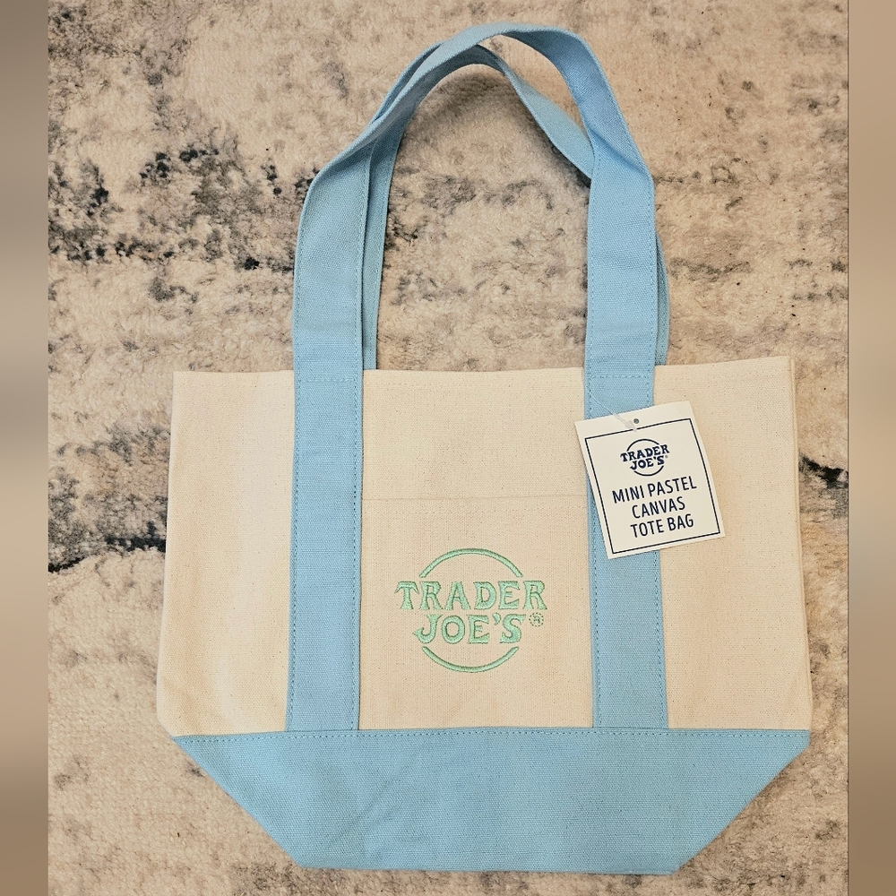 Trader Joe's Pastel Blue Canvas Tote Bag